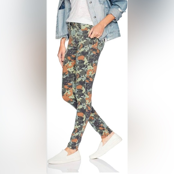 Hudson‎ Barbara High Waist Super Skinny Green Camo Camouflage Jeans  NEW - Picture 1 of 7